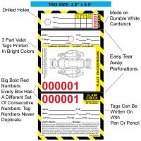 3 Part Valet Tickets For Cars, White, 2.83\