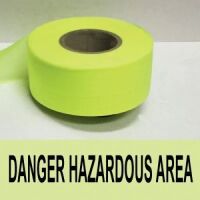 Danger Hazardous Area Tape, Fl. Lime 