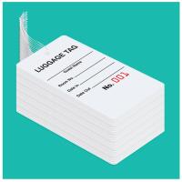 Bag Identification Tags, White Stock, Red Numbers