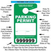 Large Thick Plastic Parking Permits with UV Varnish - Numbered