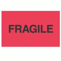 Red Fluorescent "FRAGILE" Label 