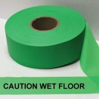 Caution Wet Floor Tape, Fl. Green