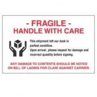 "FRAGILE HANDLE WITH CARE" Label  