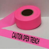 Caution Open Trench Tape, Fl. Pink   