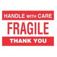 "HANDLE WITH CARE FRAGILE THANK YOU" Label