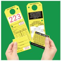 Yellow Valet Tags with Elastic String Attached, 9 1/2\