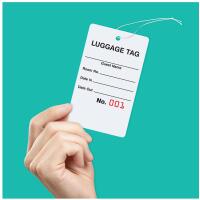 Bag Identification Tags, White Stock, Red Numbers