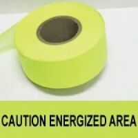 Caution Energized Area Tape, Fl. Lime 