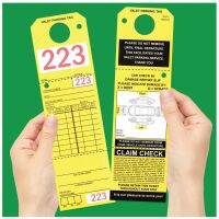 Yellow Valet Tags with Elastic String Attached, 9 1/2\