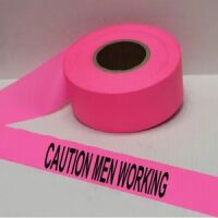 Caution Men Working Tape, Fl. Pink 
