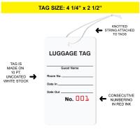 Bag Identification Tags, White Stock, Red Numbers
