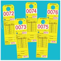 Yellow Valet Tags with Elastic String Attached, 9 1/2\