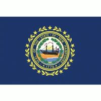 New Hampshire Flag with Pole Hem & Gold Fringes