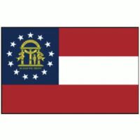 Georgia Flag with Pole Hem & Gold Fringes