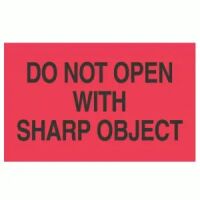 "DO NOT OPEN WITH SHARP OBJECT" Label 