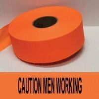Caution Men Working Tape, Fl. Orange 
