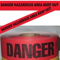 Danger Hazardous Area Keep Out Tape, Fl. Red