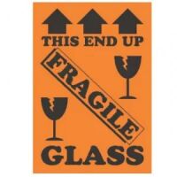 FL. Orange "THIS END UP FRAGILE GLASS" Label