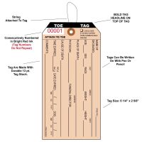 Morgue Toe Tags Numbered with String