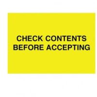 "CHECK CONTENTS BEFORE ACCEPTING" LABEL 