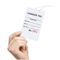 Bag Identification Tags, White Stock, Red Numbers
