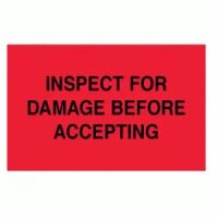 "INSPECT FOR DAMAGE BEFORE ACCEPTING" Label 