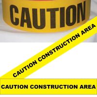 Caution Construction Area Tape, Fl. Yellow