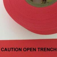 Caution Open Trench Tape, Fl. Red