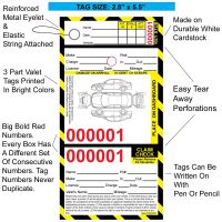 3 Part Valet Tickets with Elastic String Attached & Reinforced Hole