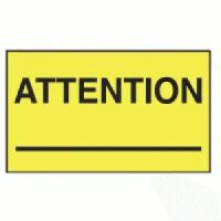 "Attention" Bright Yellow Label 