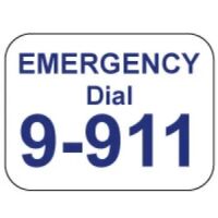 Emergency Phone 9-911 Label, 3/4" x 1" - Blue & White