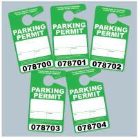 Large Thick Plastic Parking Permits with UV Varnish - Numbered