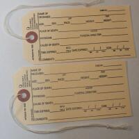 Morgue Toe Tags with String