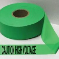 Caution High Voltage Tape, Fl. Green 