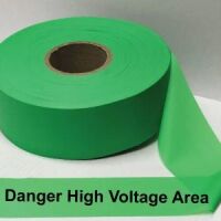 Danger High Voltage Area Tape, Fl. Green