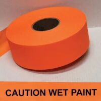 Caution Wet Paint Tape, Fl. Orange