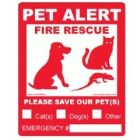Pet Window Decal:Pet Alert, Pet Fire Rescue Label