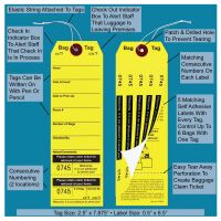 Superior Bag Claim Check Tags with 5 labels, Yellow