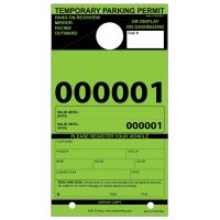 Temporary Paper Parking Permits - Mirror Hang Tags, Fluorescent Colors