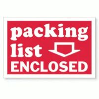 "Packing List Enclosed" Label 