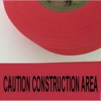Caution Construction Area Tape, Fl. Red 