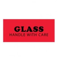 Fluorescent Red "GLASS HANDLE WITH CARE" Label   