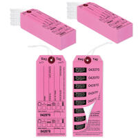 Pink Bag Identification Tags, Manifold Construction with 8 Labels