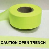 Caution Open Trench Tape, Fl. Lime 