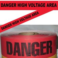 Danger High Voltage Area Tape, Fl. Red