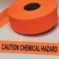 Caution Chemical Hazard Tape, Fl. Orange  
