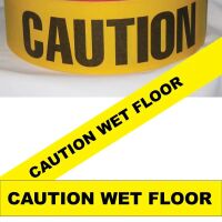 Caution Wet Floor Tape, Fl. Yellow