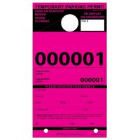 Temporary Paper Parking Permits - Mirror Hang Tags, Fluorescent Colors