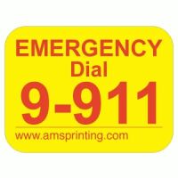 Emergency Phone 9-911 Label, 3/4" x 1" Yellow and Red