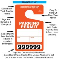 Plastic Parking Permits - Consecutively Numbered